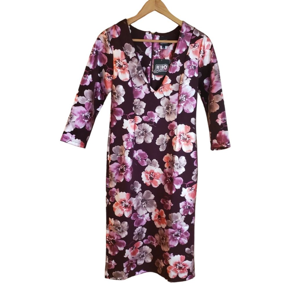 NWT Retrolicious Lana Wiggle Dress Floral Vintage Inspired Retro SZ L